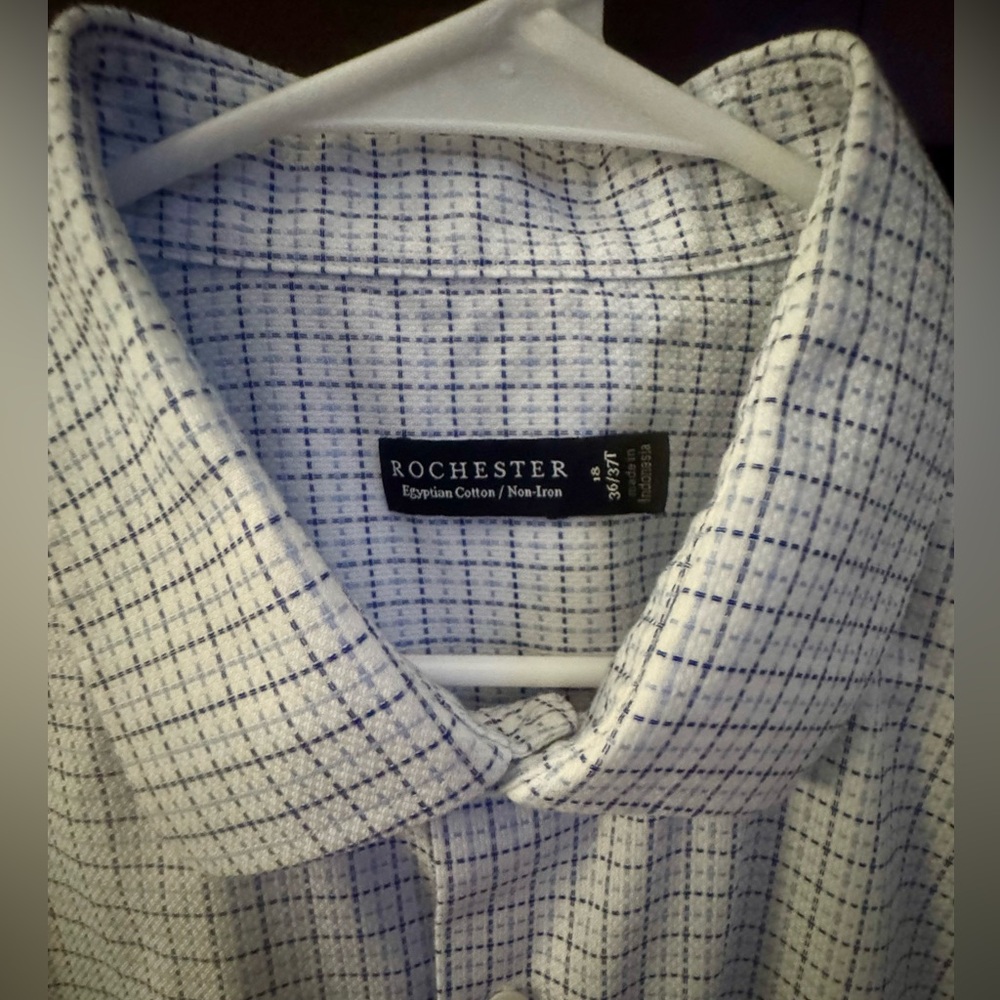 Rochester Big/Tall Men’s Long Sleeve Button Up - Lt/Dk Blue Pld - Size 36/37T - Picture 4 of 4